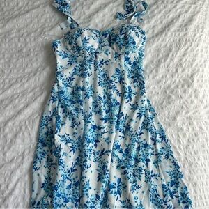 blue floral dress